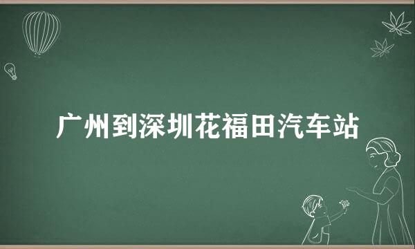广州到深圳花福田汽车站