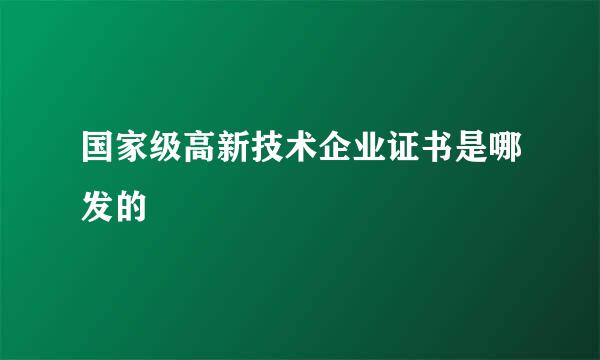 国家级高新技术企业证书是哪发的