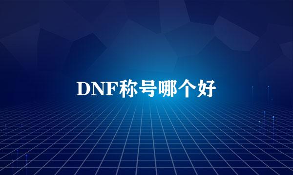 DNF称号哪个好