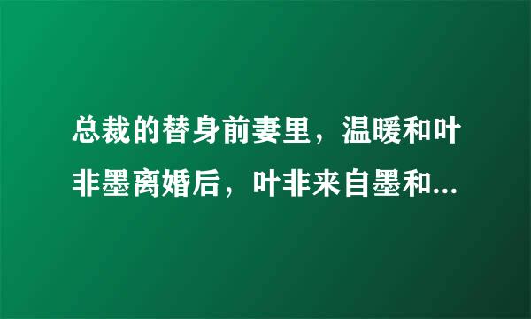 总裁的替身前妻里，温暖和叶非墨离婚后，叶非来自墨和韩碧在一起了吗？