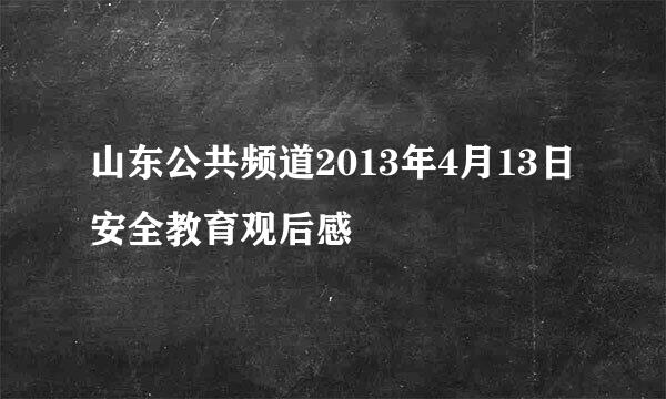 山东公共频道2013年4月13日安全教育观后感