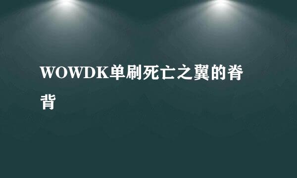 WOWDK单刷死亡之翼的脊背