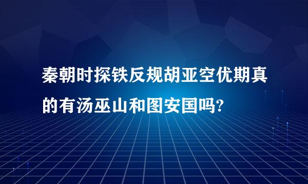 秦朝时探铁反规胡亚空优期真的有汤巫山和图安国吗?