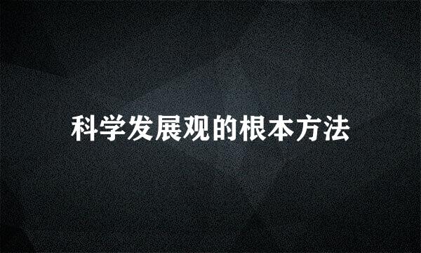 科学发展观的根本方法