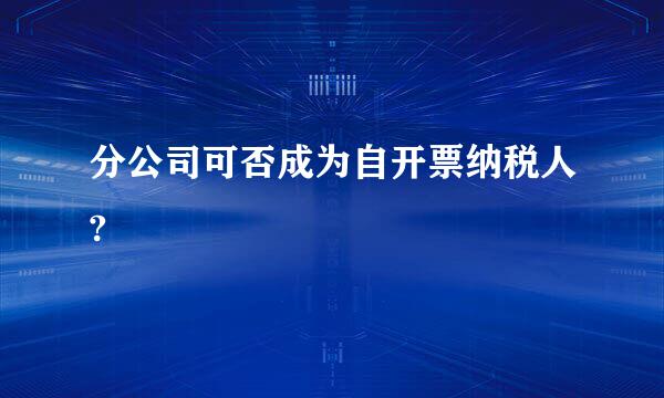 分公司可否成为自开票纳税人?