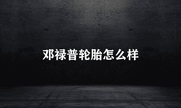 邓禄普轮胎怎么样