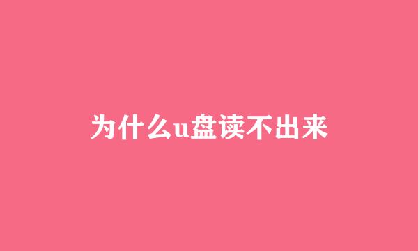 为什么u盘读不出来