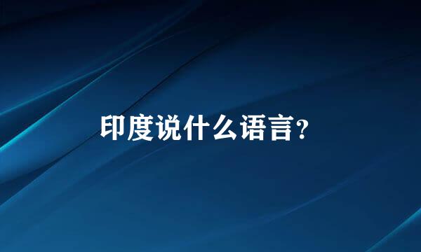 印度说什么语言？