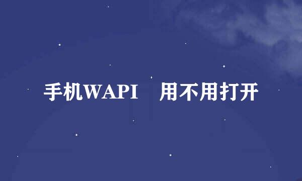 手机WAPI 用不用打开