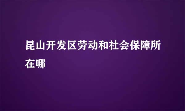 昆山开发区劳动和社会保障所在哪