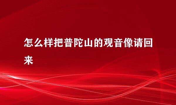 怎么样把普陀山的观音像请回来