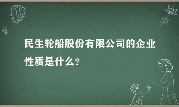 民生轮船股份有限公司的企业性质是什么？