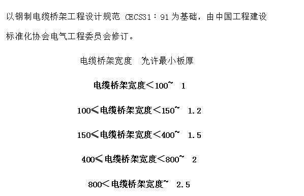 电缆桥架规格型号表国标厚度是什么