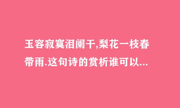 玉容寂寞泪阑干,梨花一枝春带雨.这句诗的赏析谁可以帮我啊!