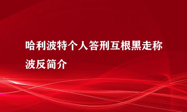 哈利波特个人答刑互根黑走称波反简介