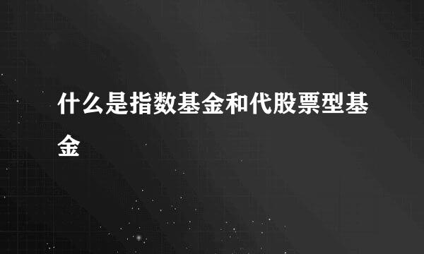 什么是指数基金和代股票型基金