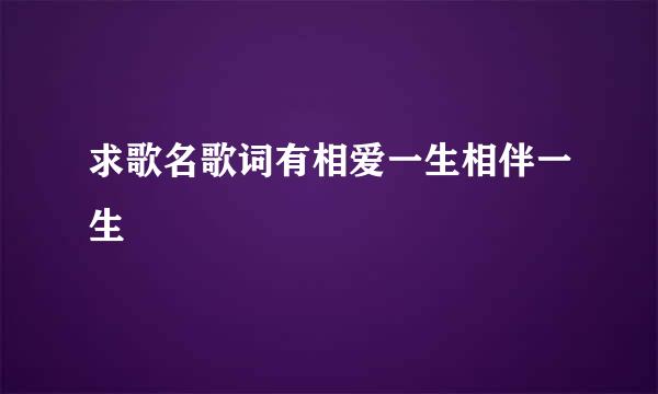 求歌名歌词有相爱一生相伴一生