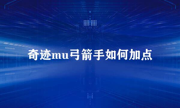 奇迹mu弓箭手如何加点
