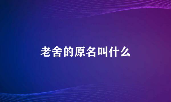 老舍的原名叫什么