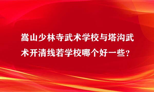 嵩山少林寺武术学校与塔沟武术开清线若学校哪个好一些？