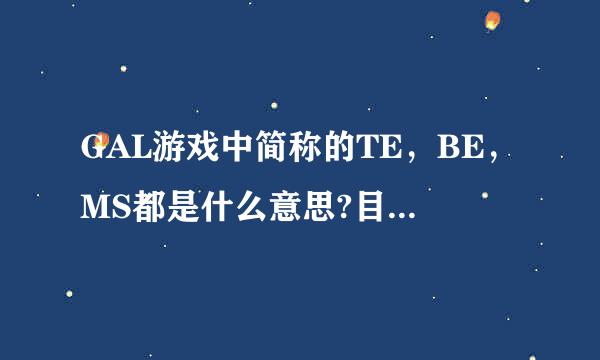 GAL游戏中简称的TE，BE，MS都是什么意思?目前只知道GE是喜剧BE 是悲剧