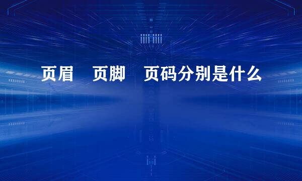 页眉 页脚 页码分别是什么
