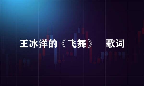 王冰洋的《飞舞》 歌词