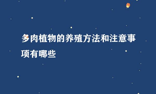 多肉植物的养殖方法和注意事项有哪些