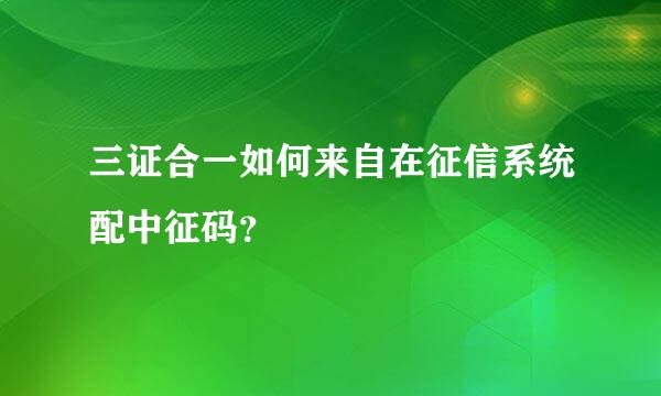 三证合一如何来自在征信系统配中征码？