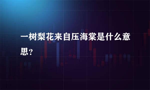 一树梨花来自压海棠是什么意思？