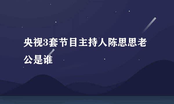 央视3套节目主持人陈思思老公是谁