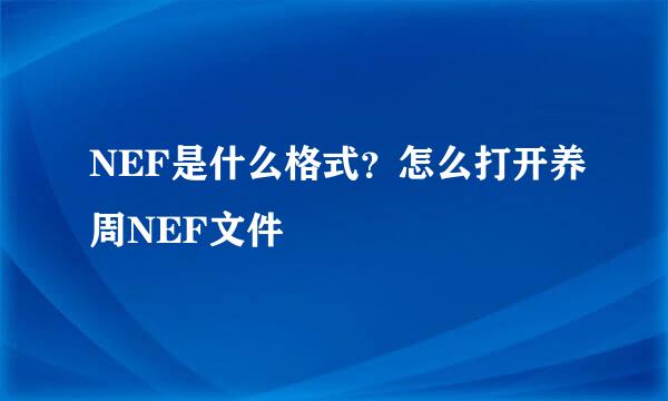 NEF是什么格式？怎么打开养周NEF文件