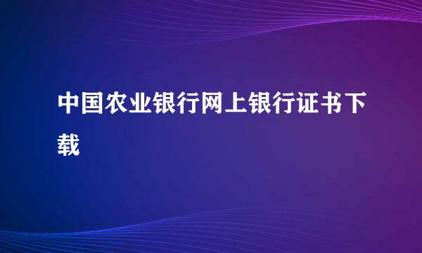 中国农业银行网上银行证书下载