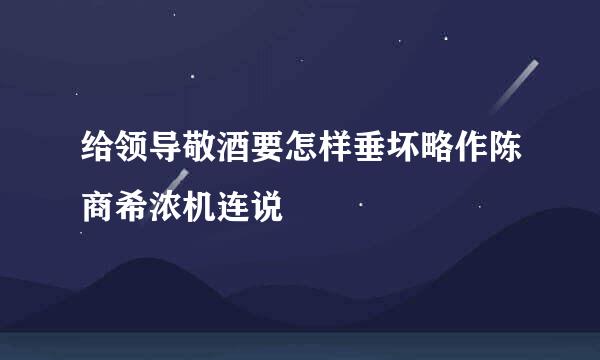 给领导敬酒要怎样垂坏略作陈商希浓机连说