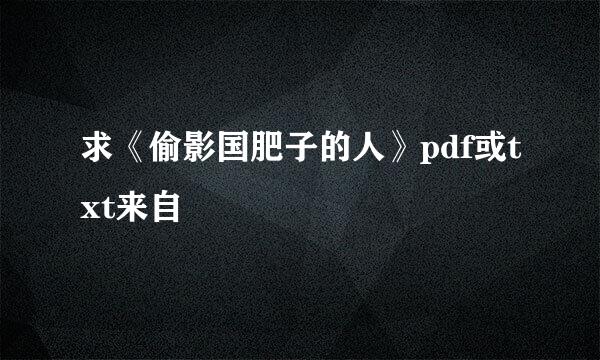 求《偷影国肥子的人》pdf或txt来自