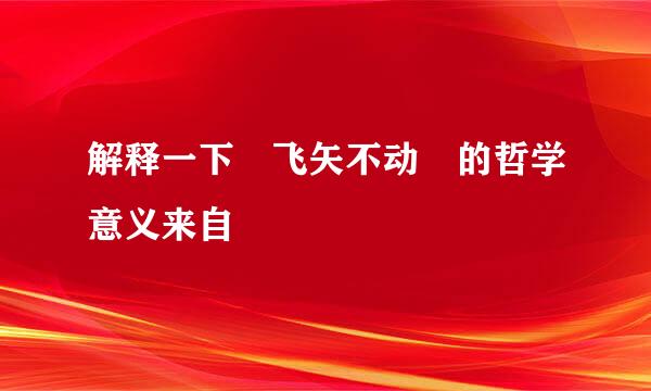 解释一下 飞矢不动 的哲学意义来自