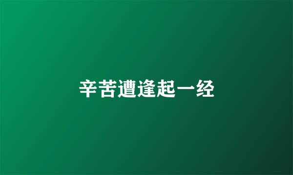 辛苦遭逢起一经