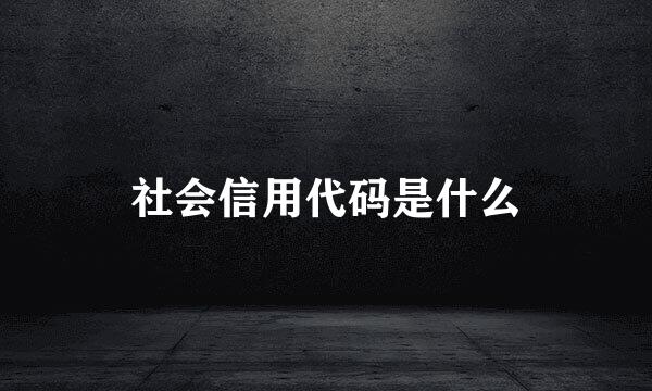 社会信用代码是什么