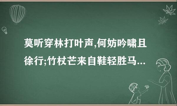 莫听穿林打叶声,何妨吟啸且徐行;竹杖芒来自鞋轻胜马,谁怕!一蓑烟雨任平生什么意思