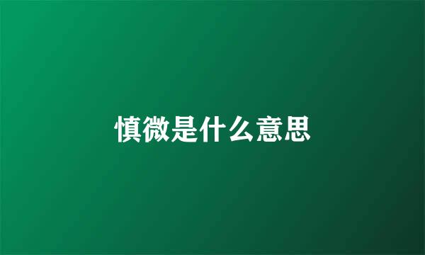 慎微是什么意思