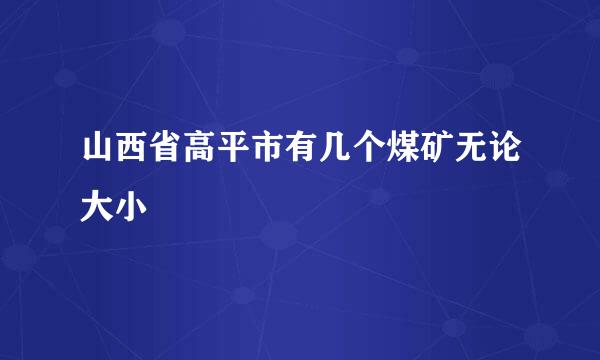 山西省高平市有几个煤矿无论大小