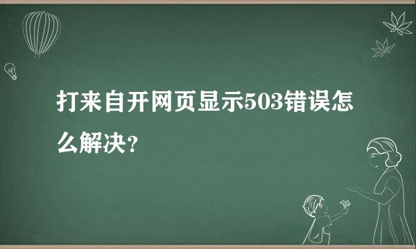 打来自开网页显示503错误怎么解决？