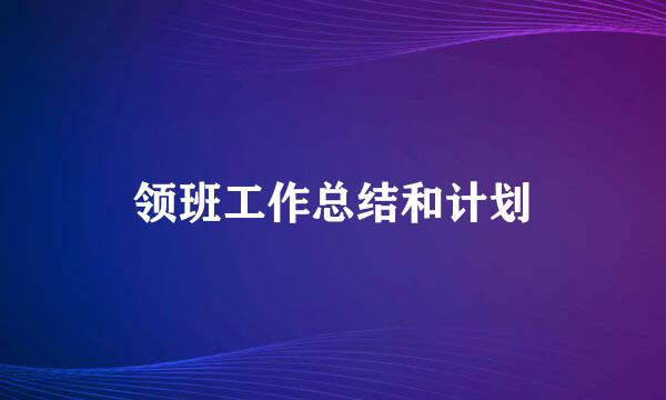 领班工作总结和计划