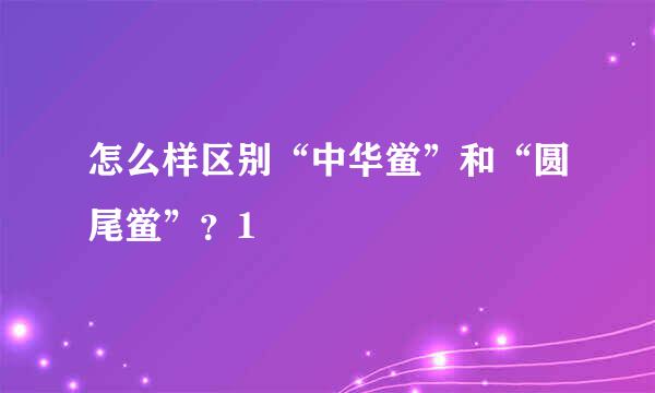 怎么样区别“中华鲎”和“圆尾鲎”？1