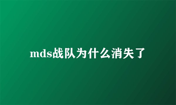 mds战队为什么消失了