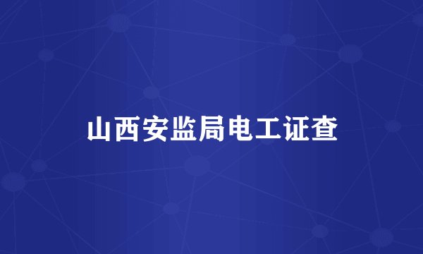 山西安监局电工证查