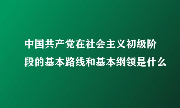 中国共产党在社会主义初级阶段的基本路线和基本纲领是什么