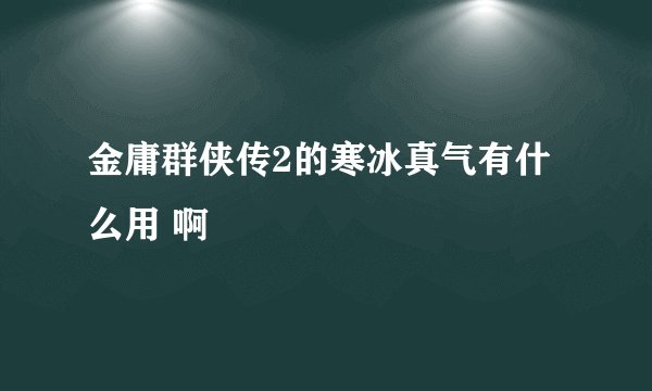 金庸群侠传2的寒冰真气有什么用 啊