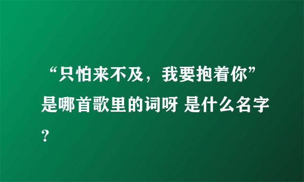 “只怕来不及，我要抱着你”是哪首歌里的词呀 是什么名字？