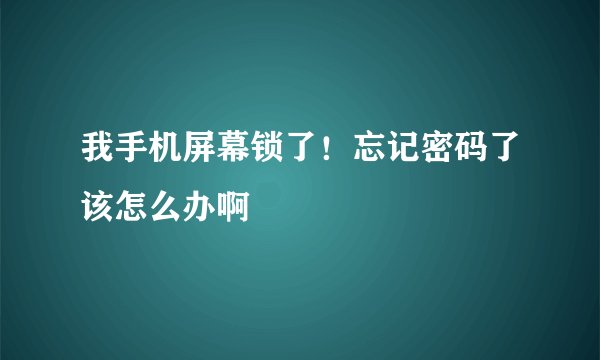 我手机屏幕锁了！忘记密码了该怎么办啊